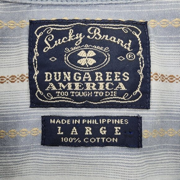 Vintage Lucky Brand Mens L Dungarees America Western Casual Collard Button Up - Picture 11 of 13
